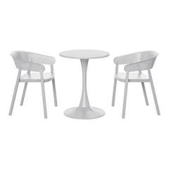 Playa 3-Piece Indoor Outdoor Metal Patio Dining Table Set With Stackable Patio Chairs