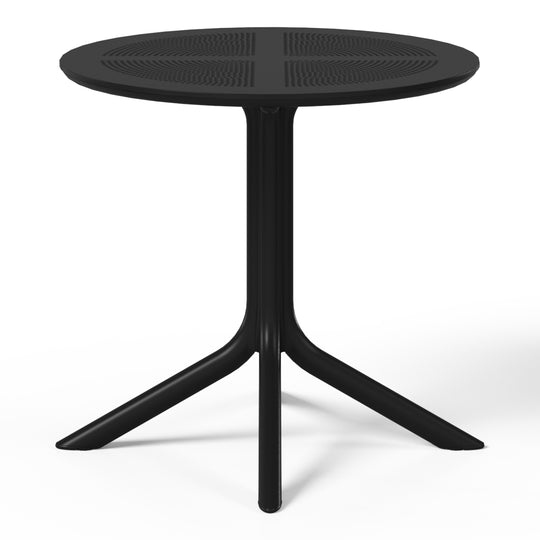Playa Modern 5-Piece Resin Round Patio Dining Table Set with Stackable Patio Dining Chairs