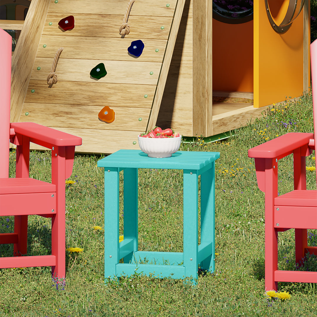 Malibu Kids Outdoor Patio Furniture HDPE Adirondack Square Side Table
