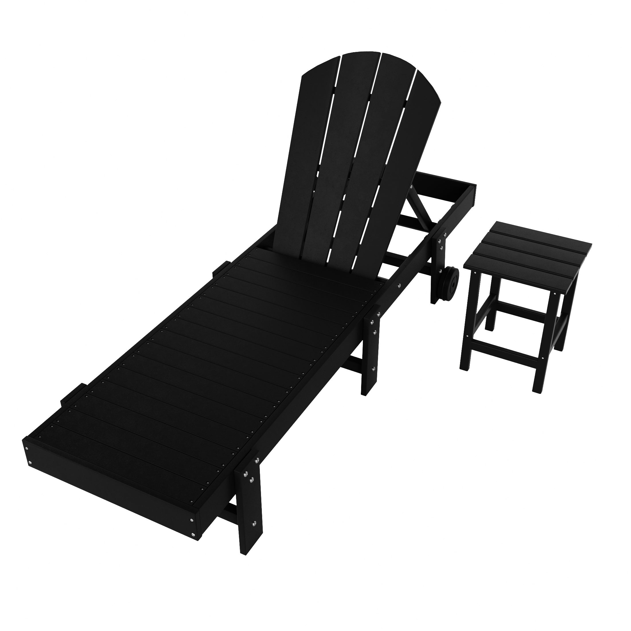Malibu 2 Piece Adirondack Poly Reclining Chaise Lounge With Wheels
