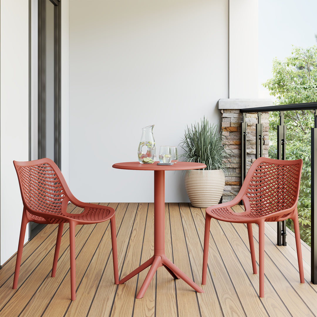 Playa 3-Piece Outdoor Resin Patio Bistro Set with Stackable Patio Dining Side Chairs