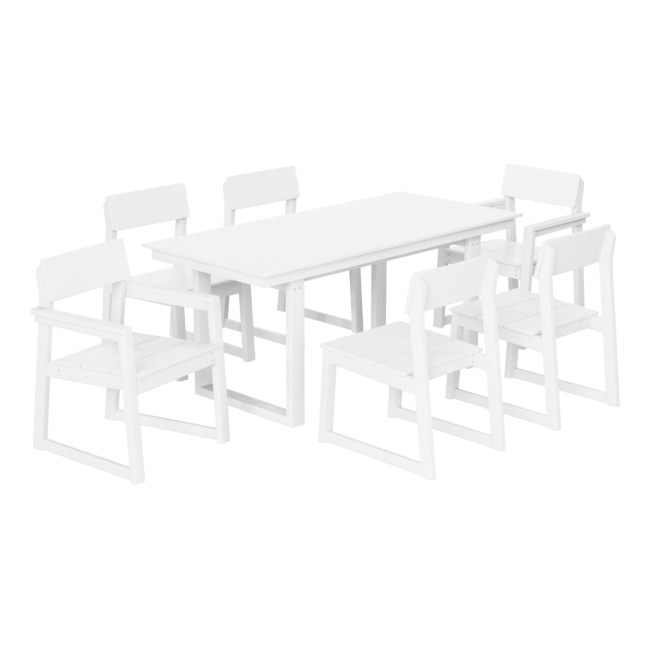 Paloma 7-Piece Modern HDPE Outdoor Patio Dining Table Set With Umbrella Hole