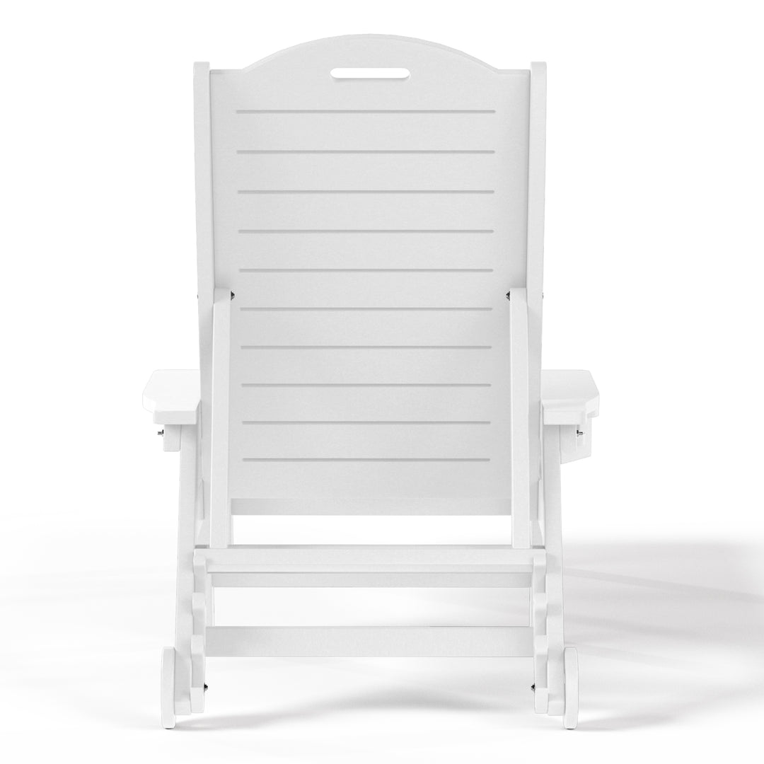 Aruba Outdoor HDPE Patio Chaise Lounge With Wheels & Cup Holder