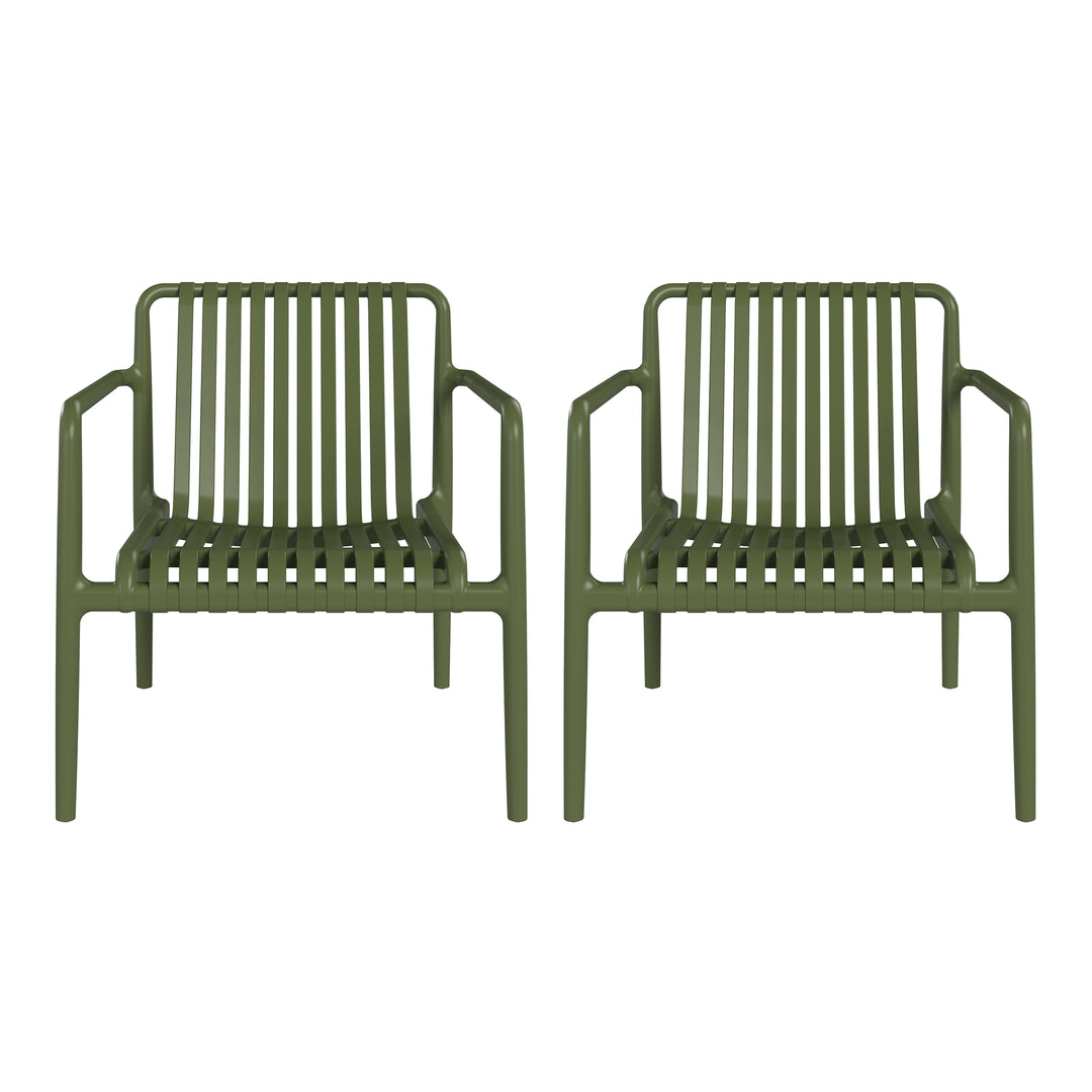 Playa Outdoor Modern Stackable Plastic Patio Club Armchairs (Set of 2)