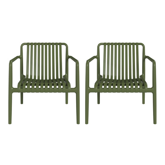 Playa Outdoor Modern Stackable Plastic Patio Club Armchairs (Set of 2)