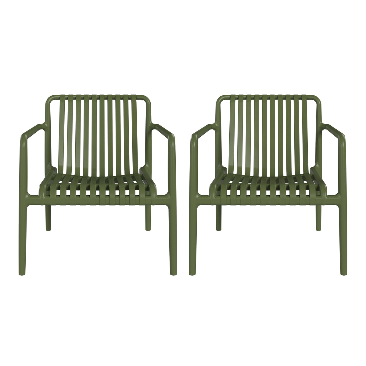 Playa Outdoor Modern Stackable Plastic Patio Club Armchairs (Set of 2)