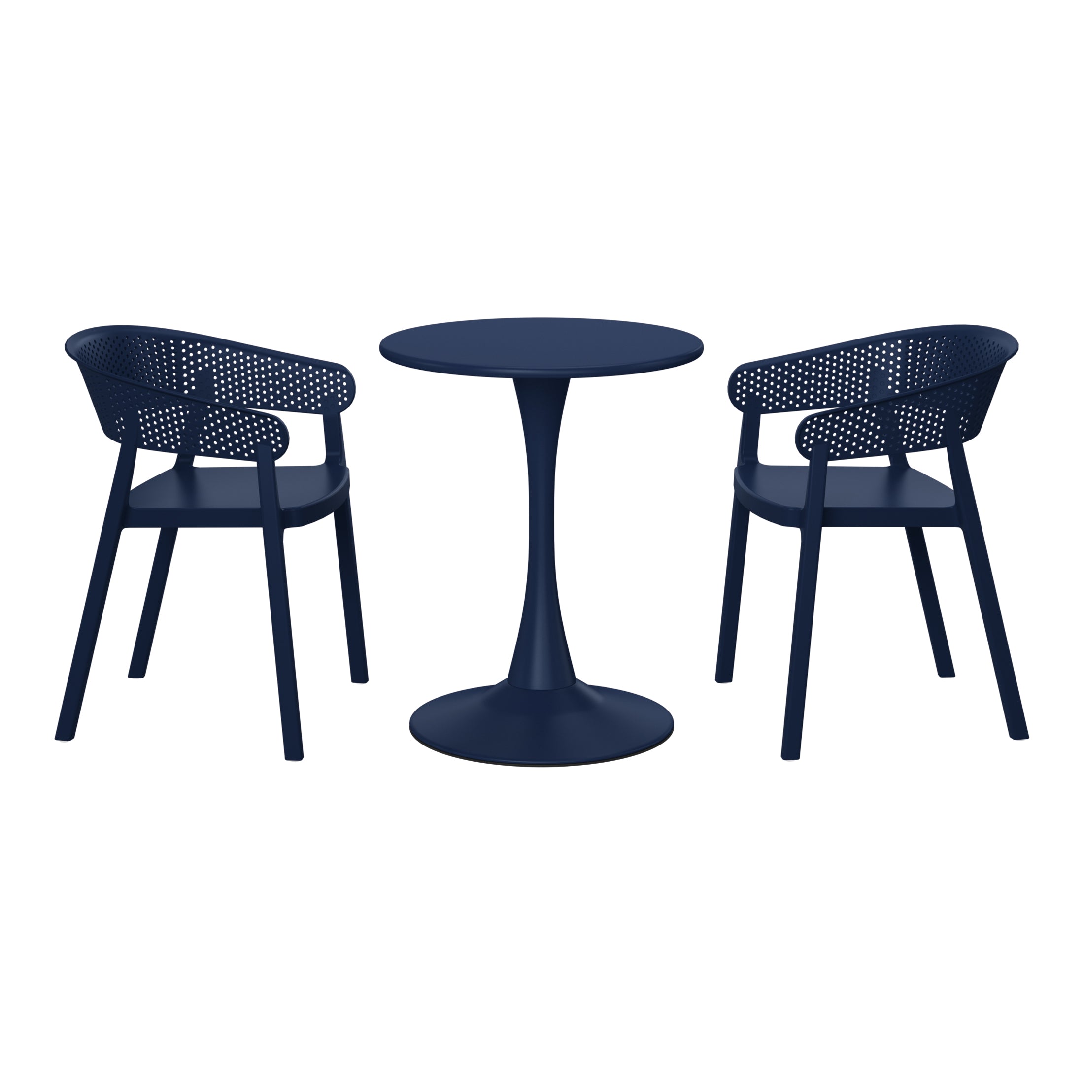 Playa 3-Piece Indoor Outdoor Metal Patio Dining Table Set With Stackable Patio Chairs