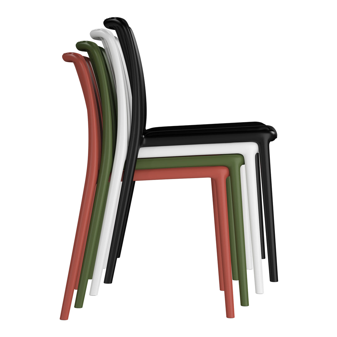 Playa 5-Piece Outdoor Metal Dining Table Set And Stackable Resin Patio Chairs