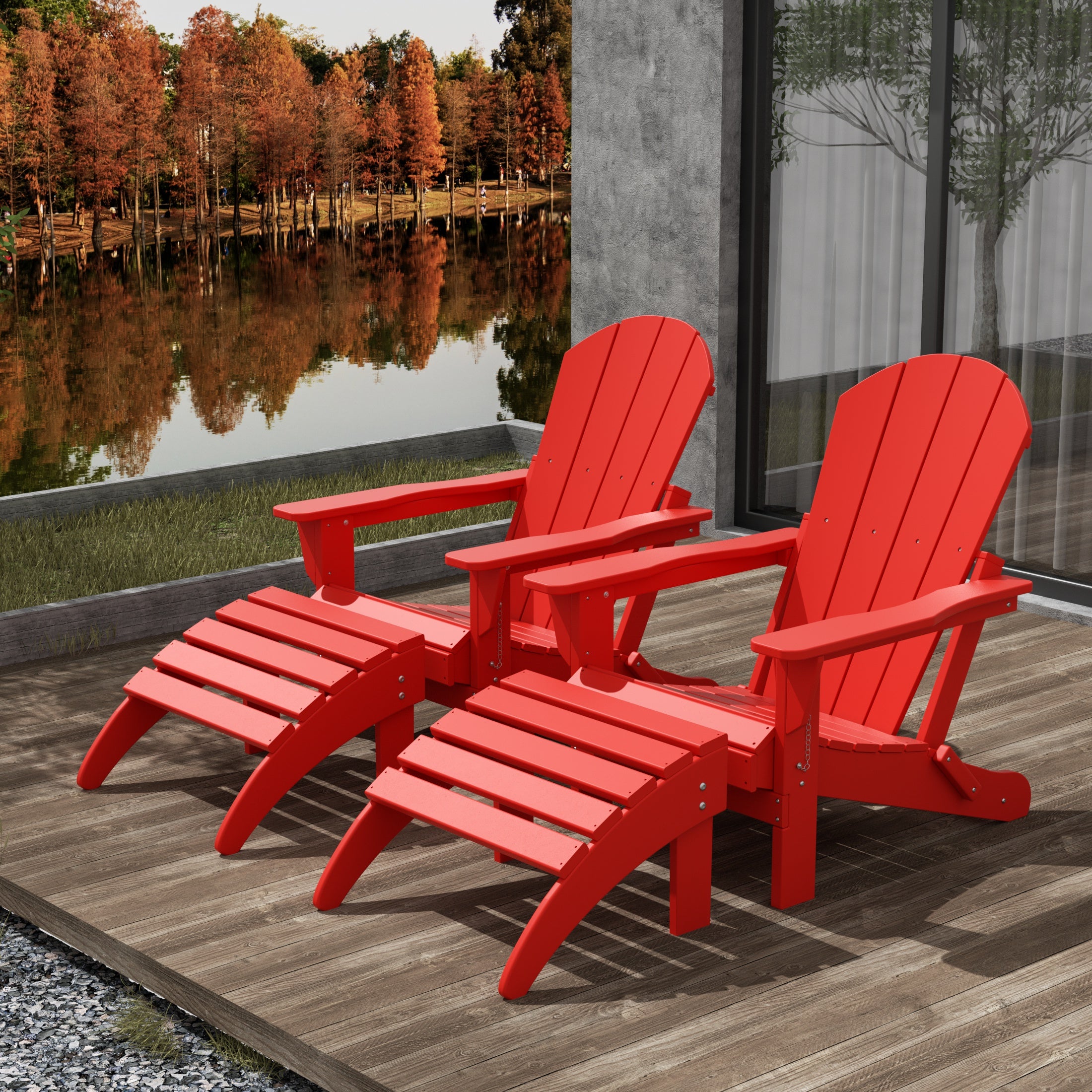 Malibu 4-Piece set classic Adirondack chairs with ottoman (2 seater)