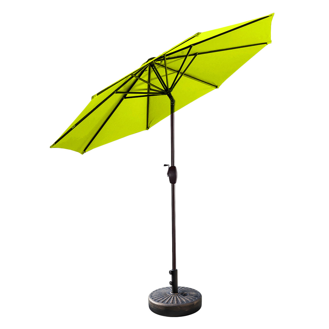 Paolo 9 ft. Patio Umbrella with Bronze Round Weight Base Kit