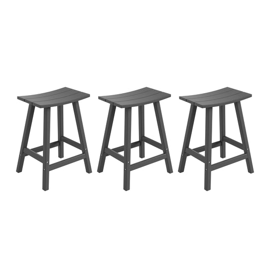 Malibu 24" HDPE Outdoor Patio Counter Height Bar Stools (Set of 3)
