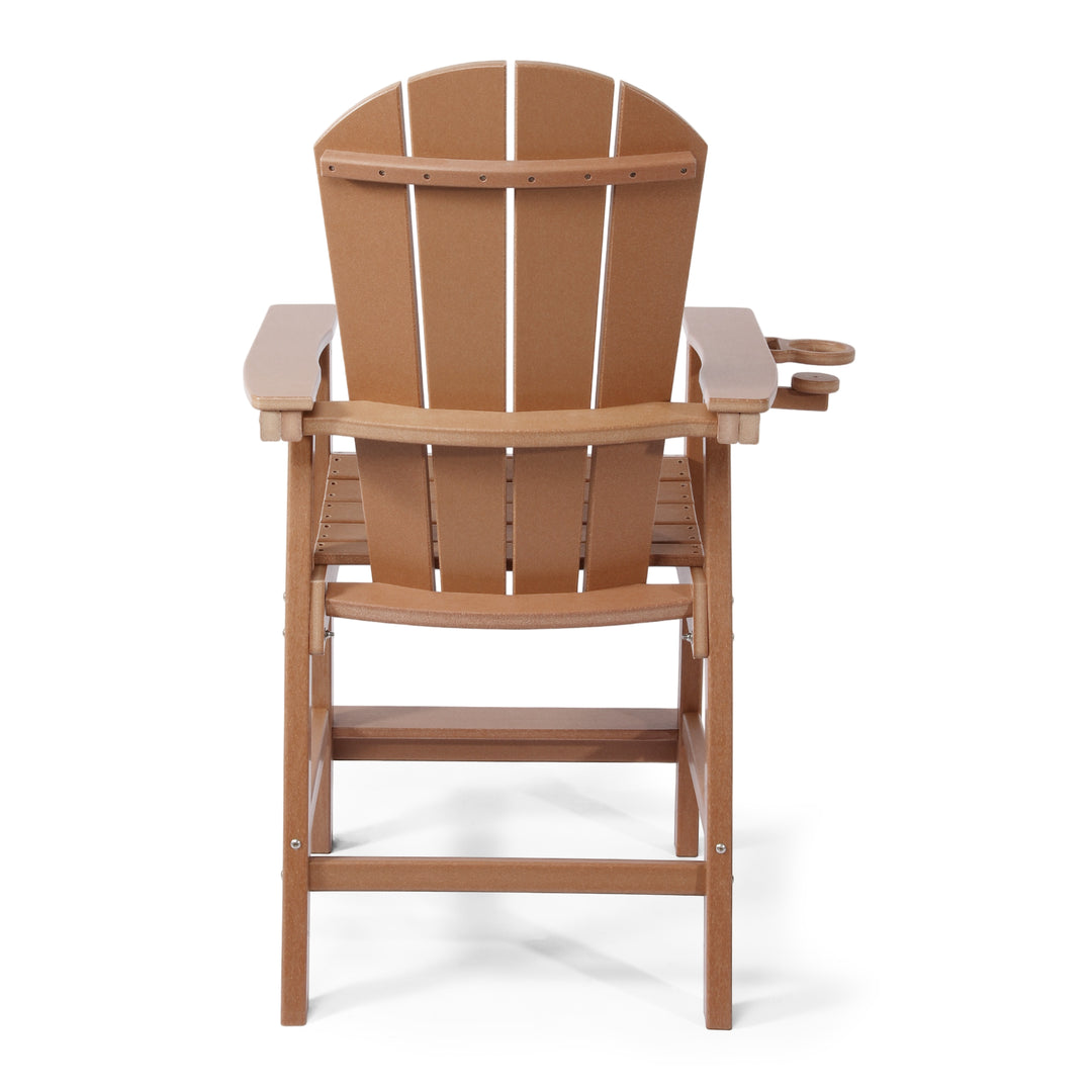 Malibu Outdoor HDPE  Tall Adirondack Counter Height Bar Chair With Cup Holder