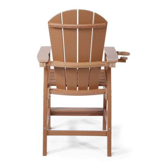 Malibu Outdoor HDPE  Tall Adirondack Counter Height Bar Chair With Cup Holder