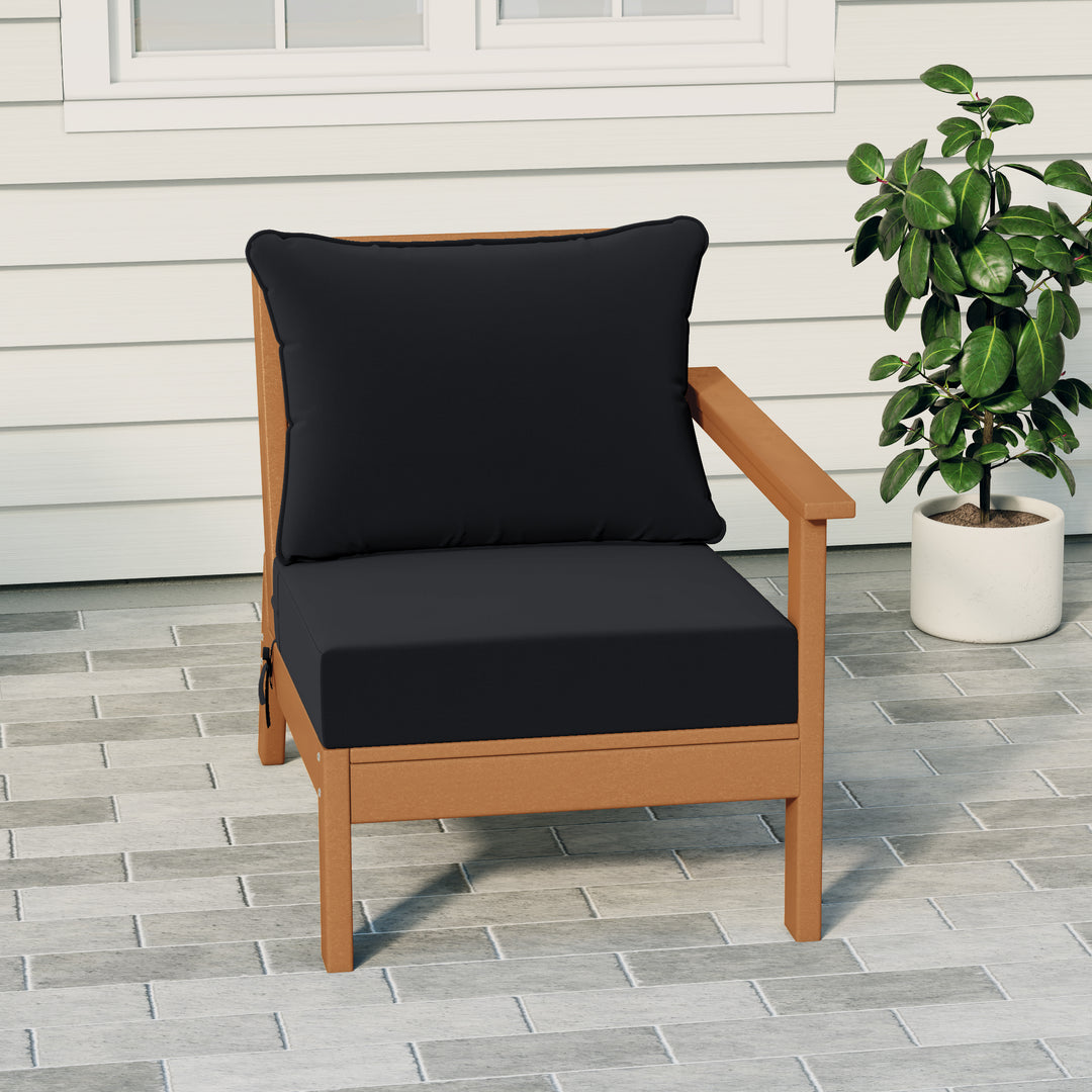 Avalon Outdoor Patio HDPE Right Arm Sectional Corner Club Chair with Patio Cushions