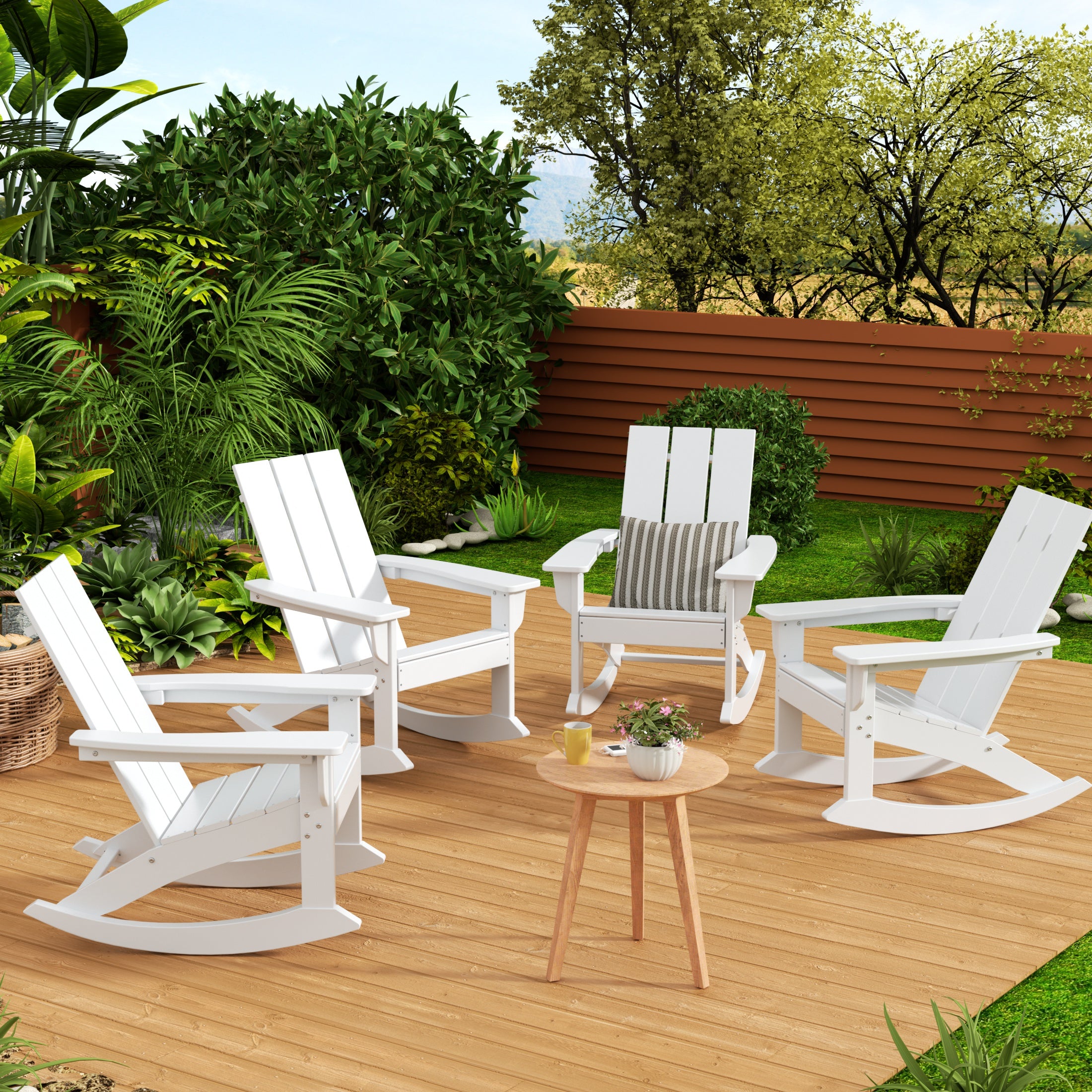 Ashore Outdoor Patio Modern Adirondack Rocking Chair (Set of 4)
