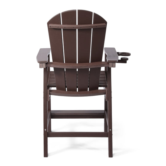 Malibu Outdoor HDPE  Tall Adirondack Counter Height Bar Chair With Cup Holder