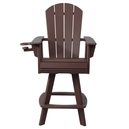 Malibu Outdoor HDPE Swivel Adirondack Bar Height Chair With Cup Holder