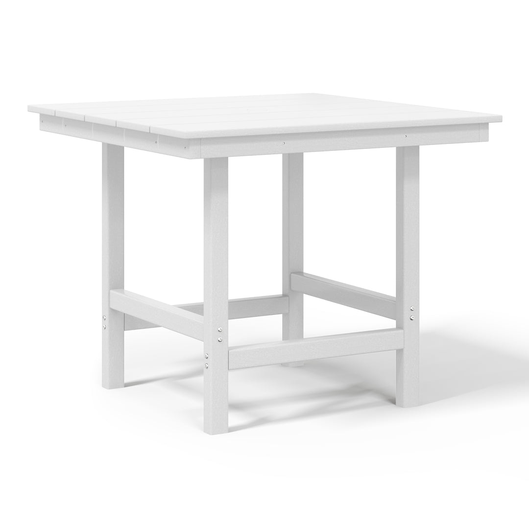 Ashore Outdoor HDPE 36" Square Patio Dining Table with Umbrella Hole