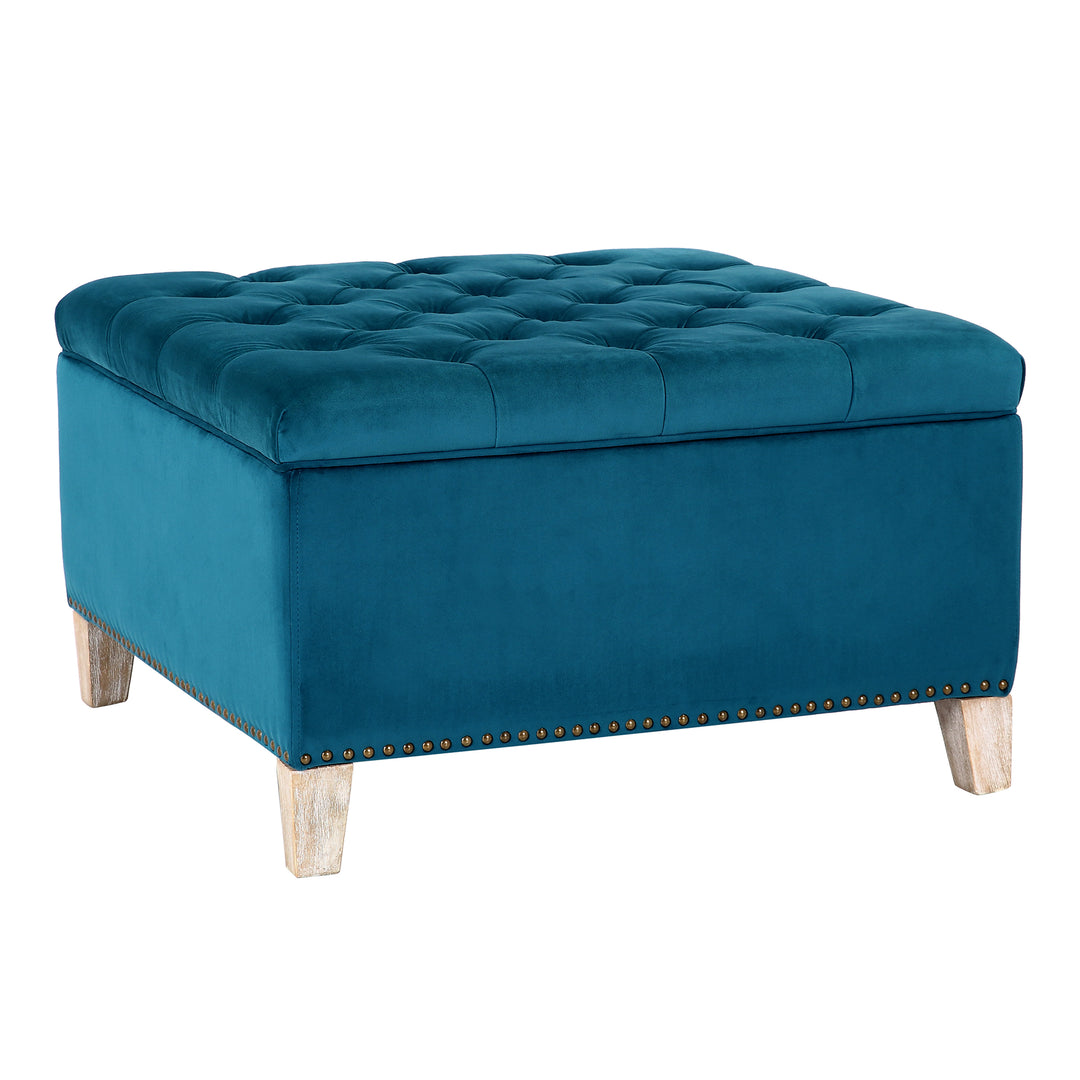 Wordford Square Velvet Tufted Storage Ottoman