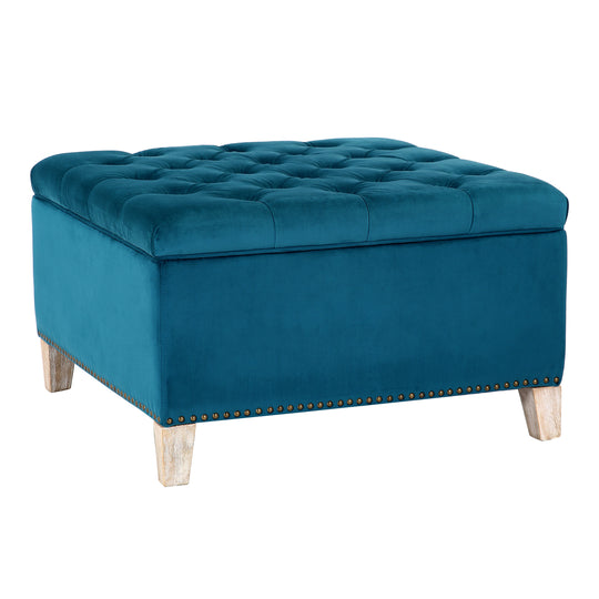 Wordford Square Velvet Tufted Storage Ottoman