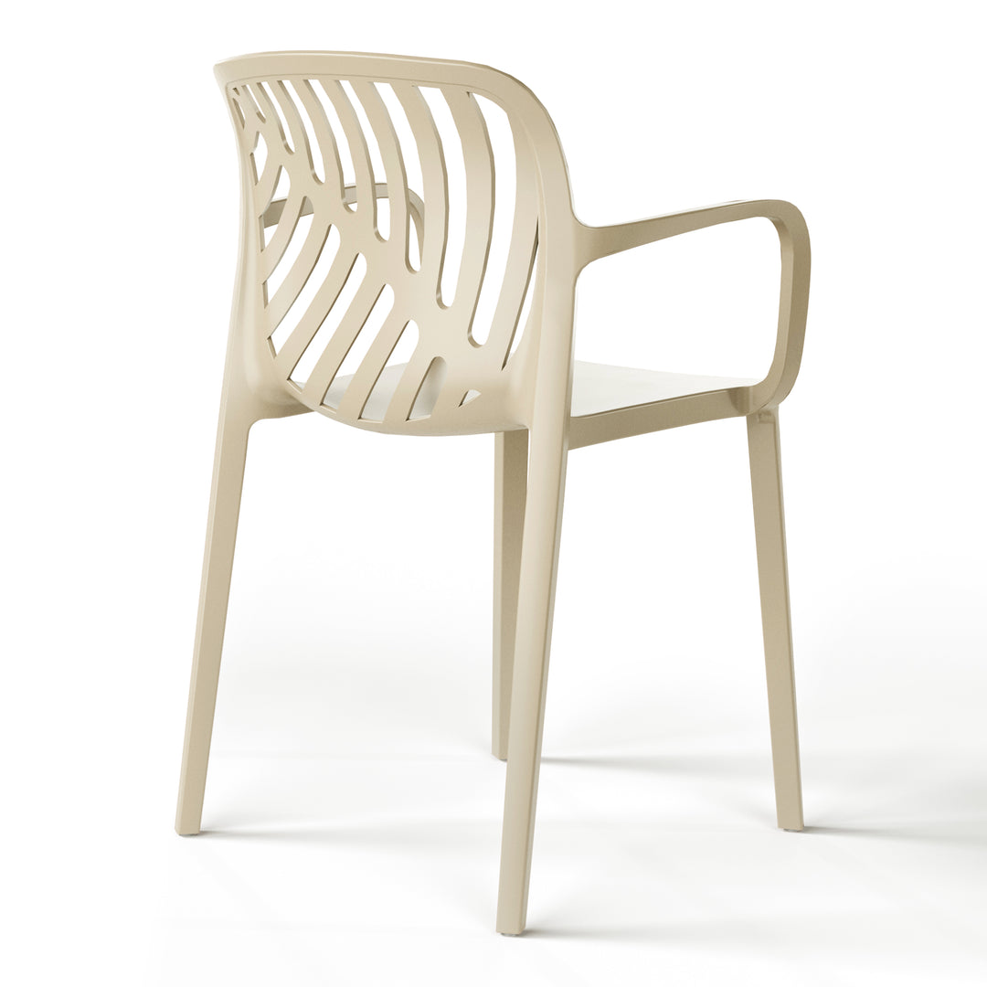 Playa Outdoor Modern Stackable Patio Dining Armchairs (Set of 2)