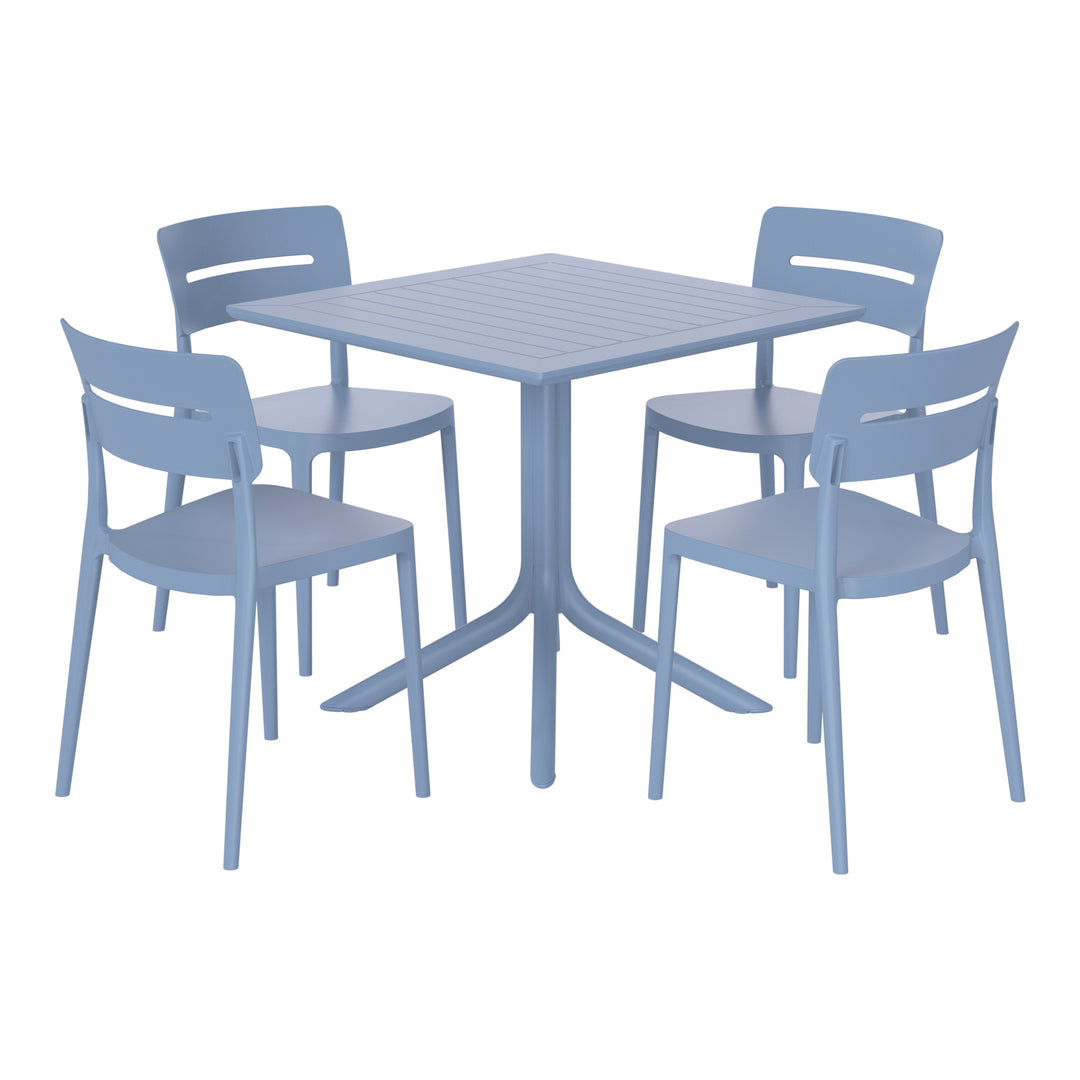 Playa Modern 5-Piece Resin Patio Dining Table Set with Stackable Patio Dining Chairs