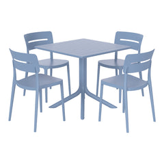 Playa Modern 5-Piece Resin Patio Dining Table Set with Stackable Patio Dining Chairs