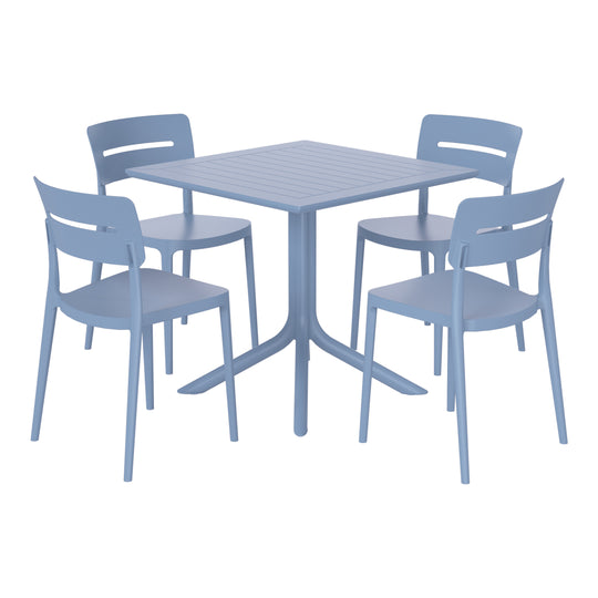 Playa Modern 5-Piece Resin Patio Dining Table Set with Stackable Patio Dining Chairs