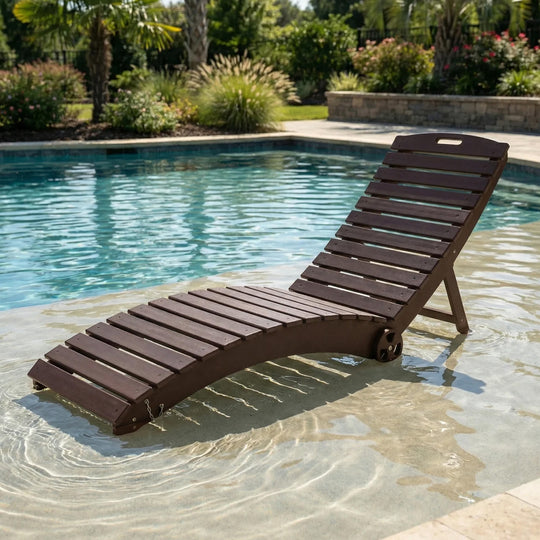 Outdoor HDPE In-Pool Patio Chaise Lounge Chair With Wheels