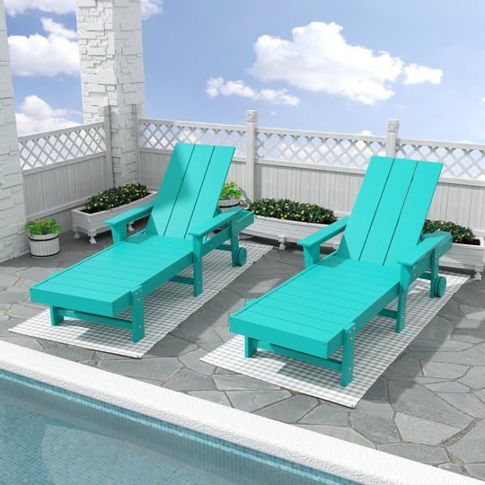 Ashore 2 Piece Reclining Chaise Lounge With Arms & Wheels