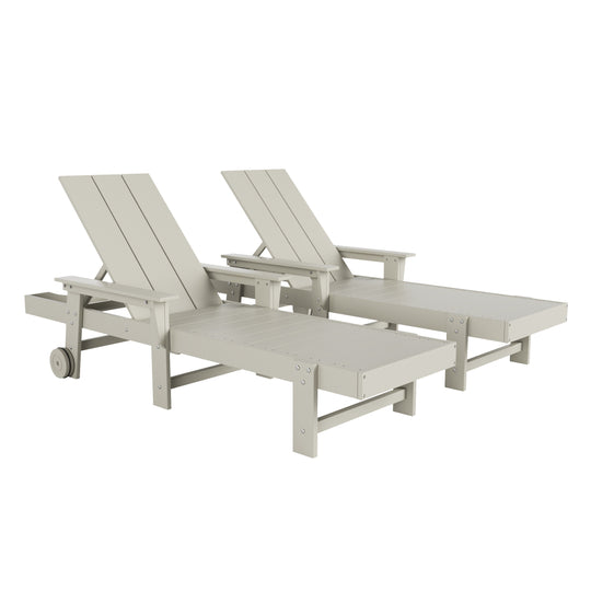 Ashore 2 Piece Reclining Chaise Lounge With Arms & Wheels