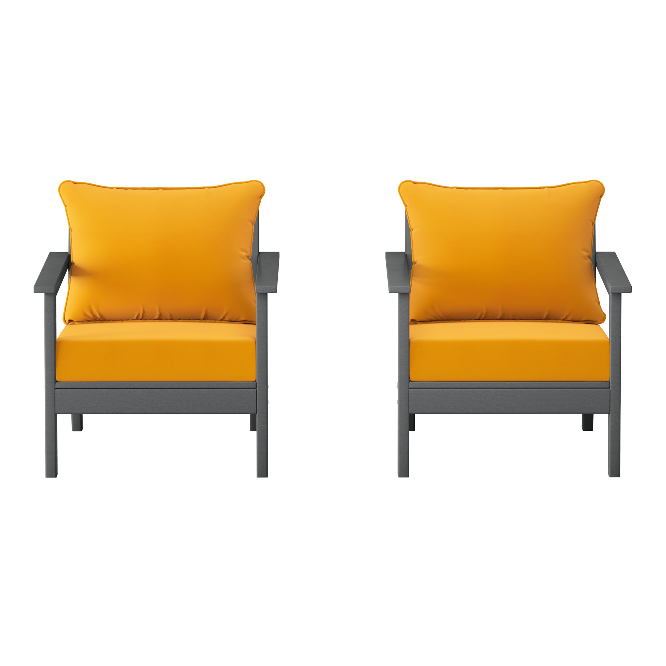 Avalon Outdoor Modern HDPE Patio Club Chairs with Deep Seat Cushions (Set of 2)