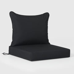 Solace Water Repellent Outdoor 2-Piece Deep Set Patio Seat Back Chair Cushions, 25" x 25"