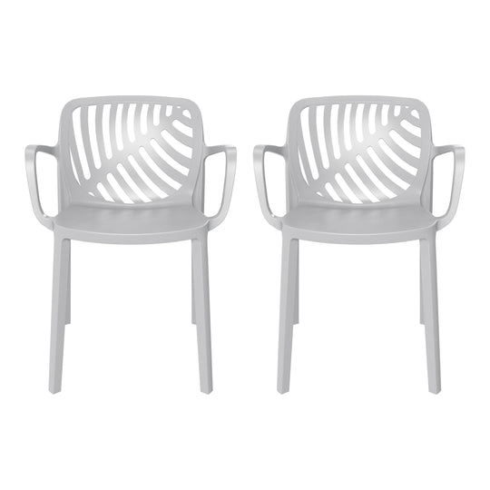 Playa Outdoor Modern Stackable Patio Dining Armchairs (Set of 2)
