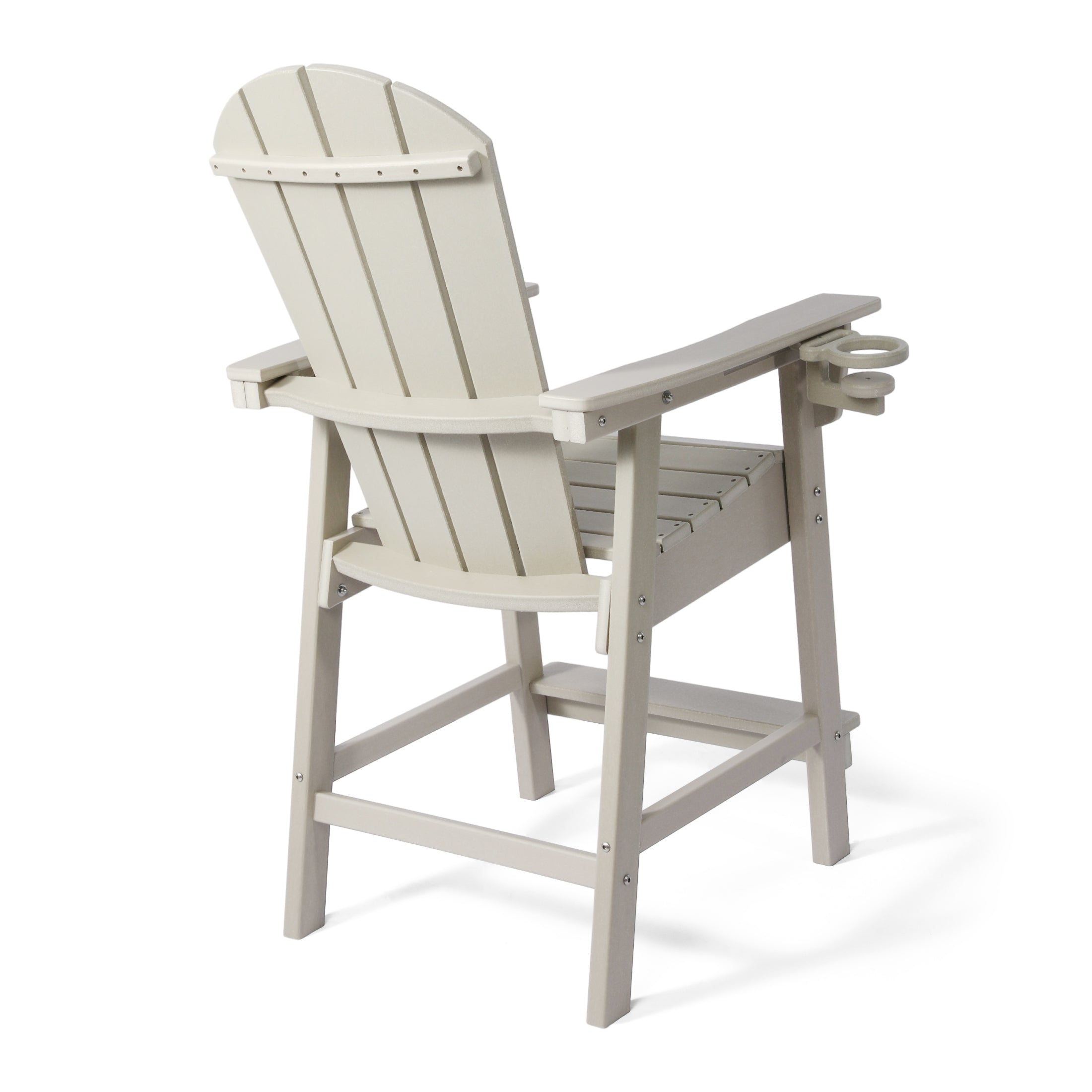 Malibu Outdoor HDPE  Tall Adirondack Counter Height Bar Chair With Cup Holder