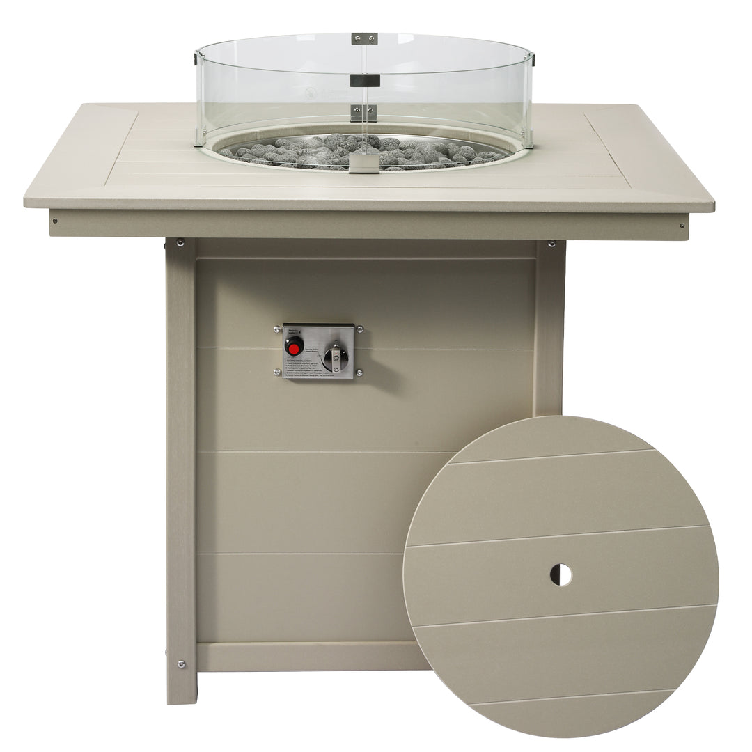 Helios 42" Modern Outdoor Patio Gas Propane Square Fire Pit Table