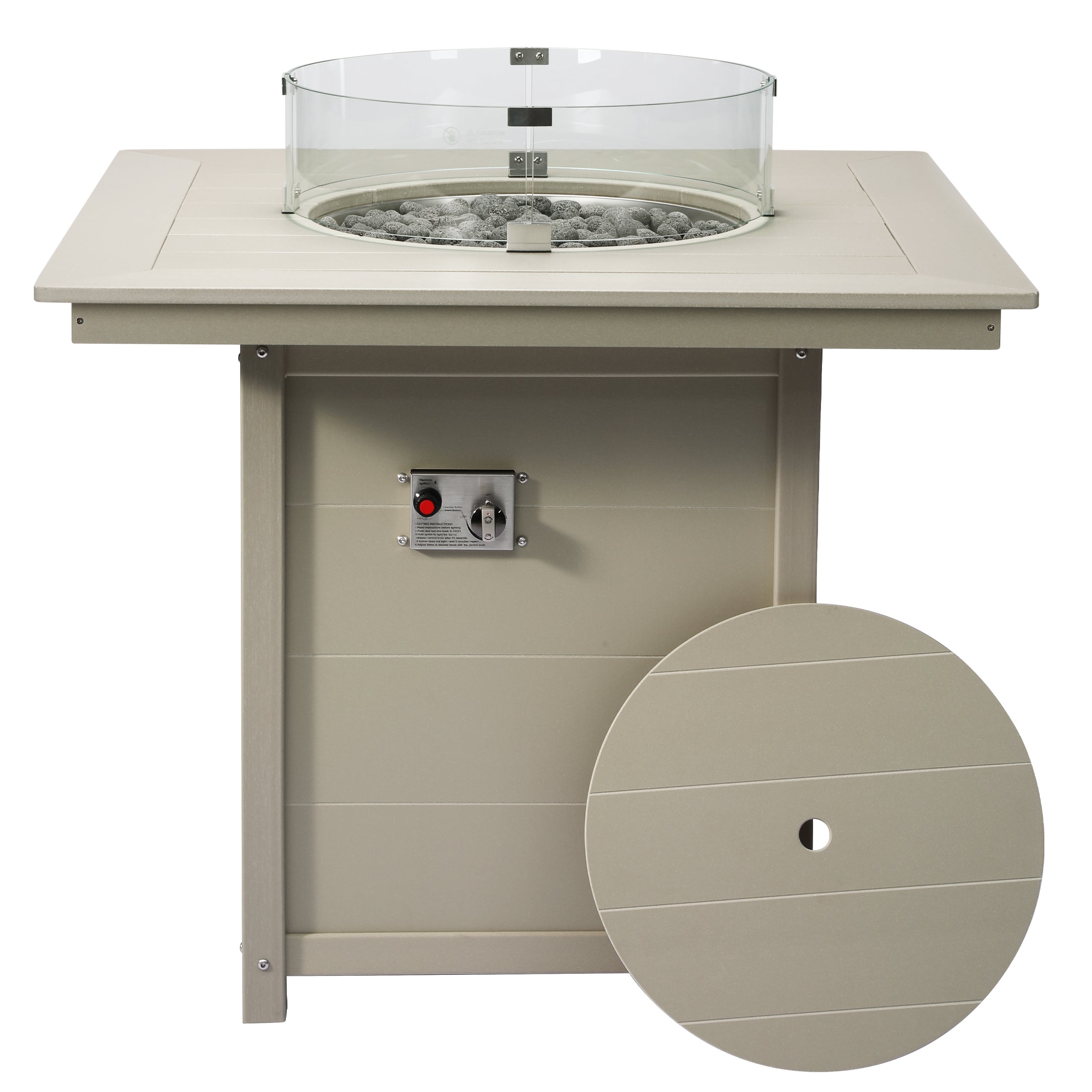 Helios 42" Modern Outdoor Patio Gas Propane Square Fire Pit Table