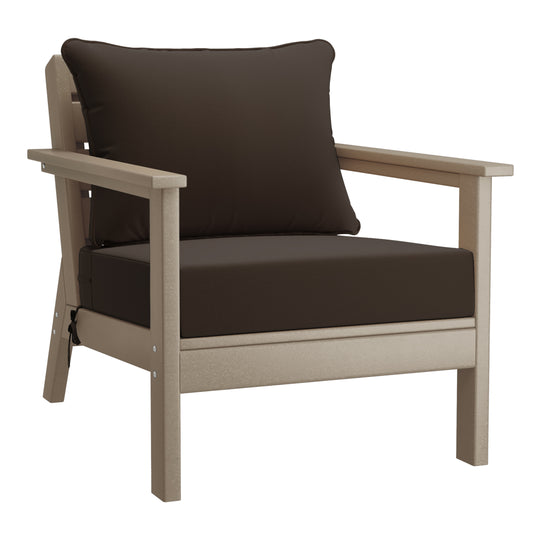 Avalon Outdoor Modern HDPE Patio Club Chairs with Deep Seat Cushions (Set of 2)