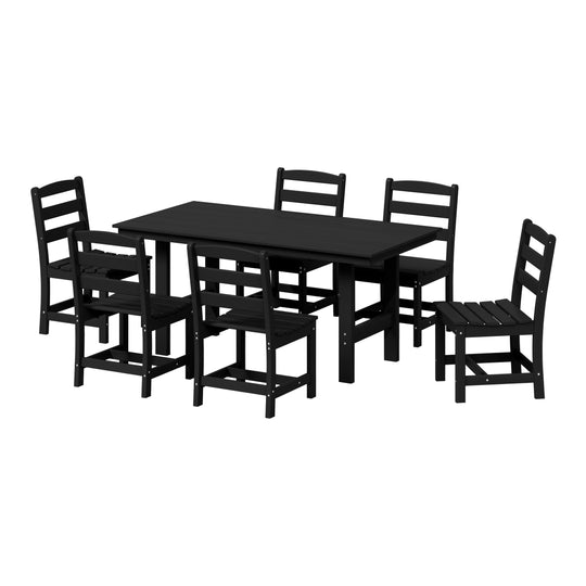 Ashore 7-Piece HDPE Outdoor Rectangular Patio Dining Table Set with Side Chairs