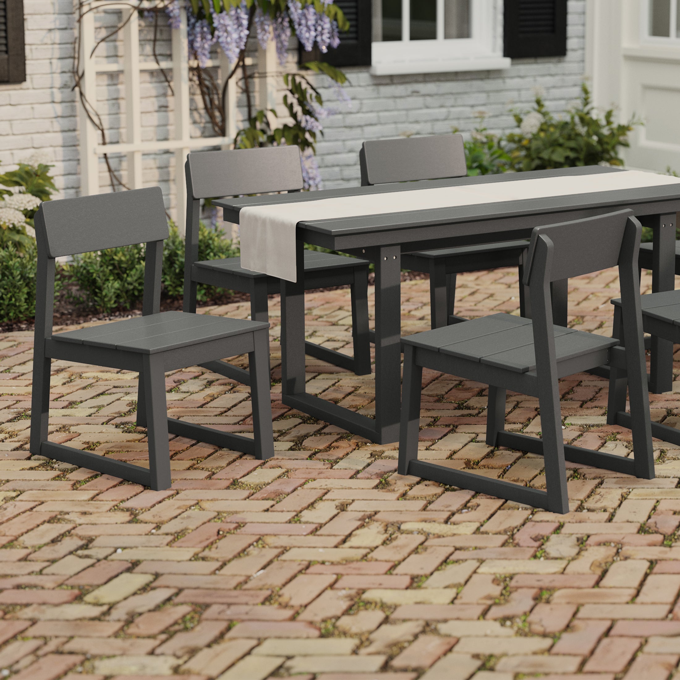 Paloma Modern HDPE Outdoor Armless Patio Dining Chairs (Set of 2)