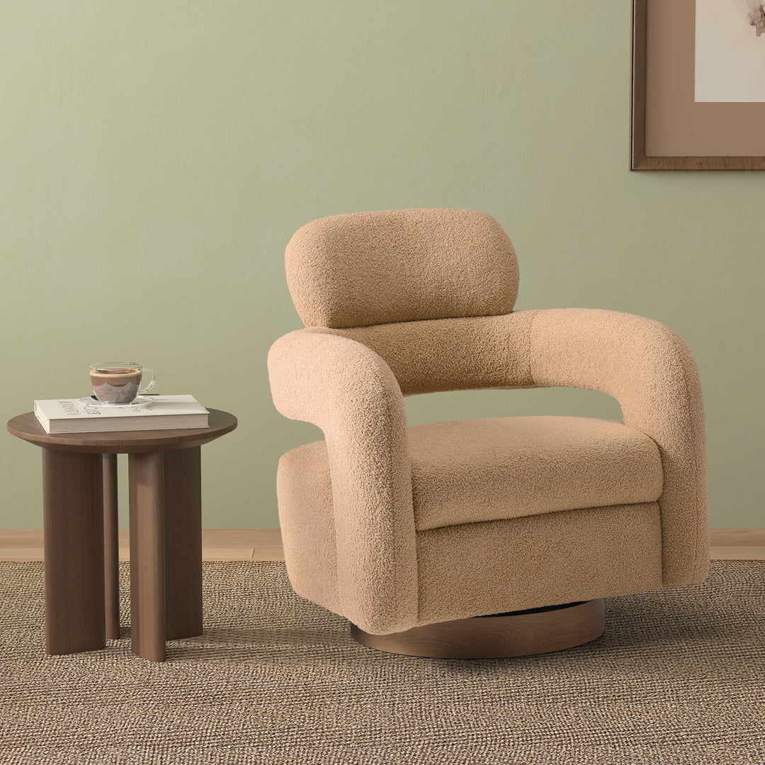 Alexandria Mid-Century Modern Sherpa Swivel Barrel Accent Chair