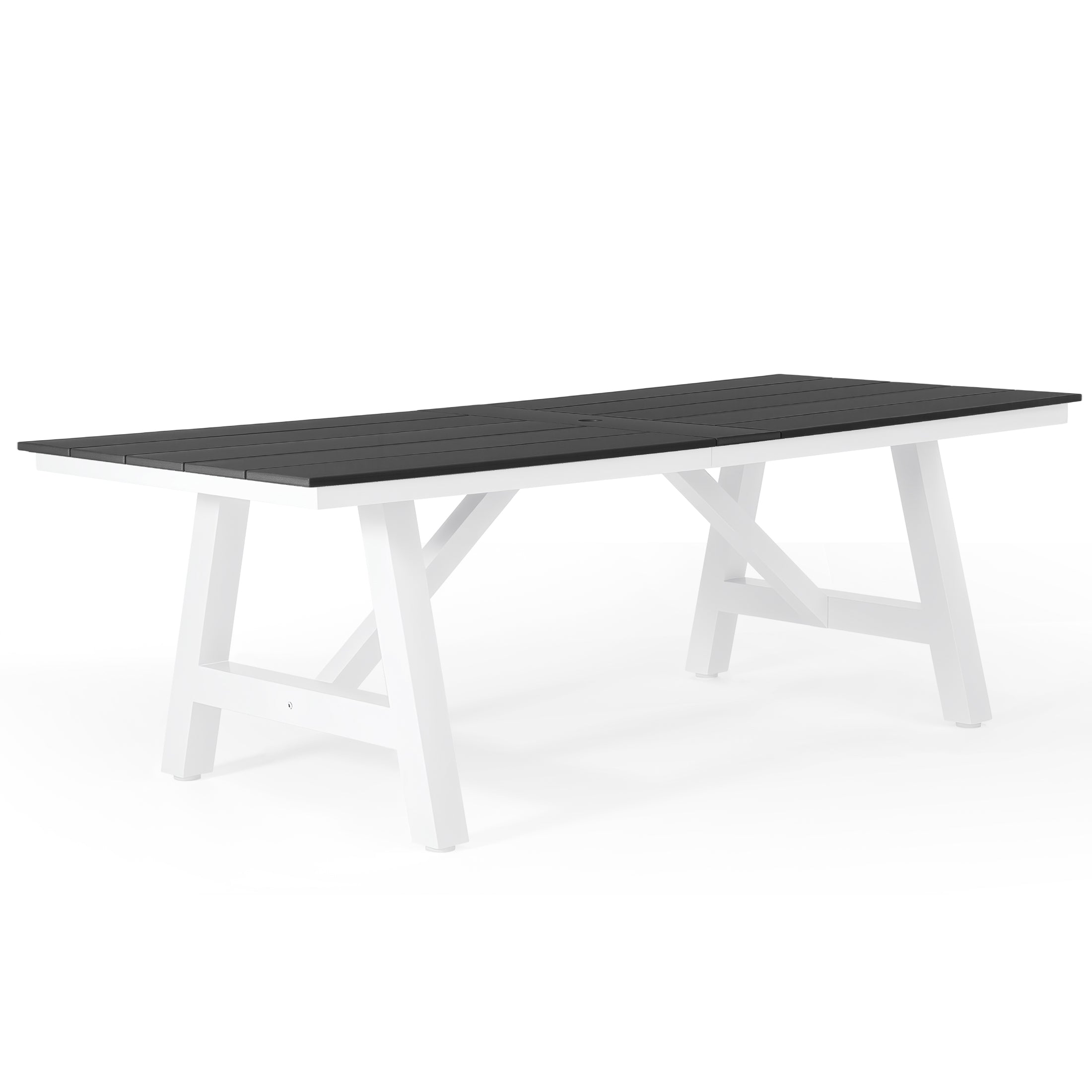 Cape May 7-Piece HDPE Outdoor Furniture Patio Dining Table With Umbrella Hole and Chairs Set For 6