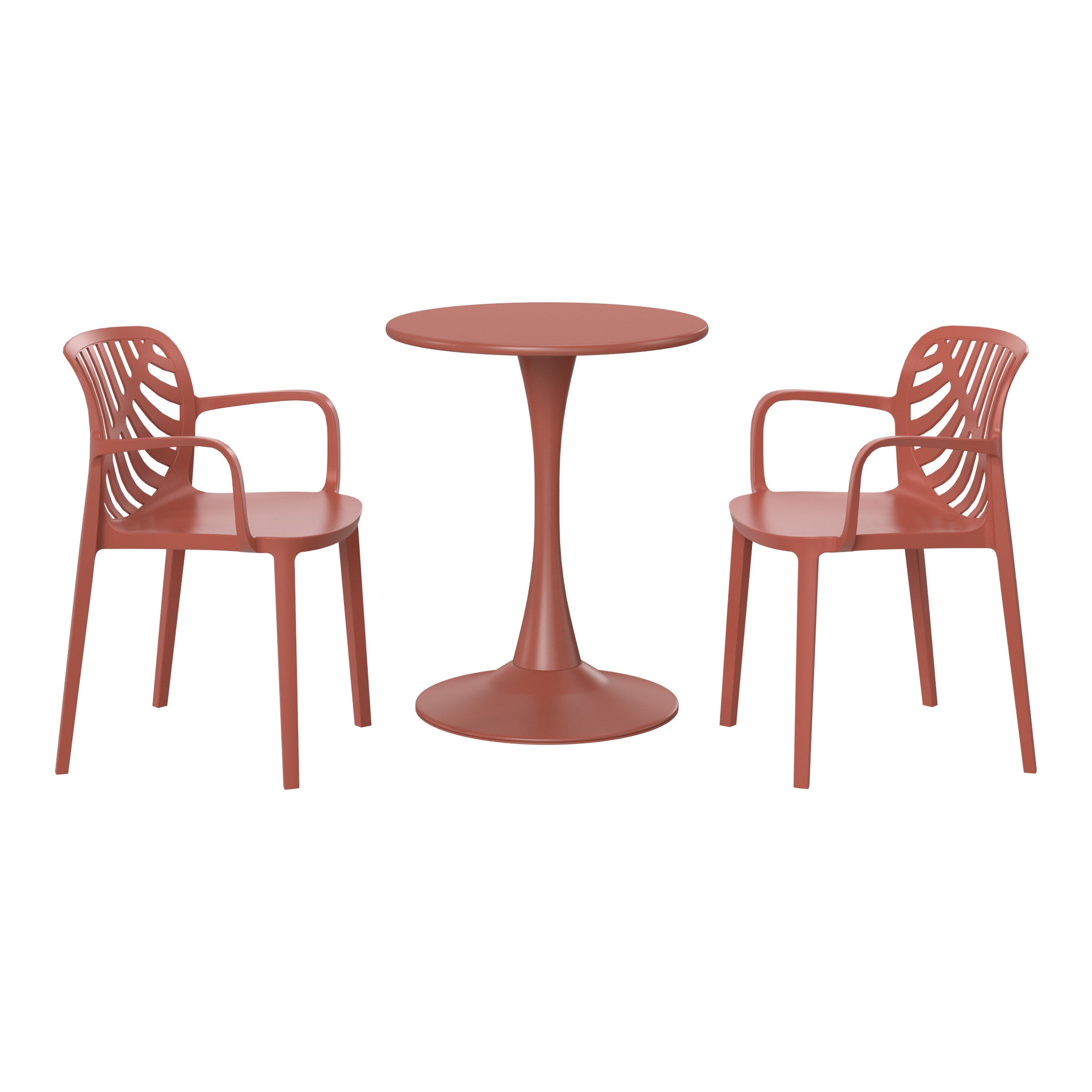 Playa 3-Piece Outdoor Indoor Metal Patio Dining Table Set With Stackable Patio Chairs