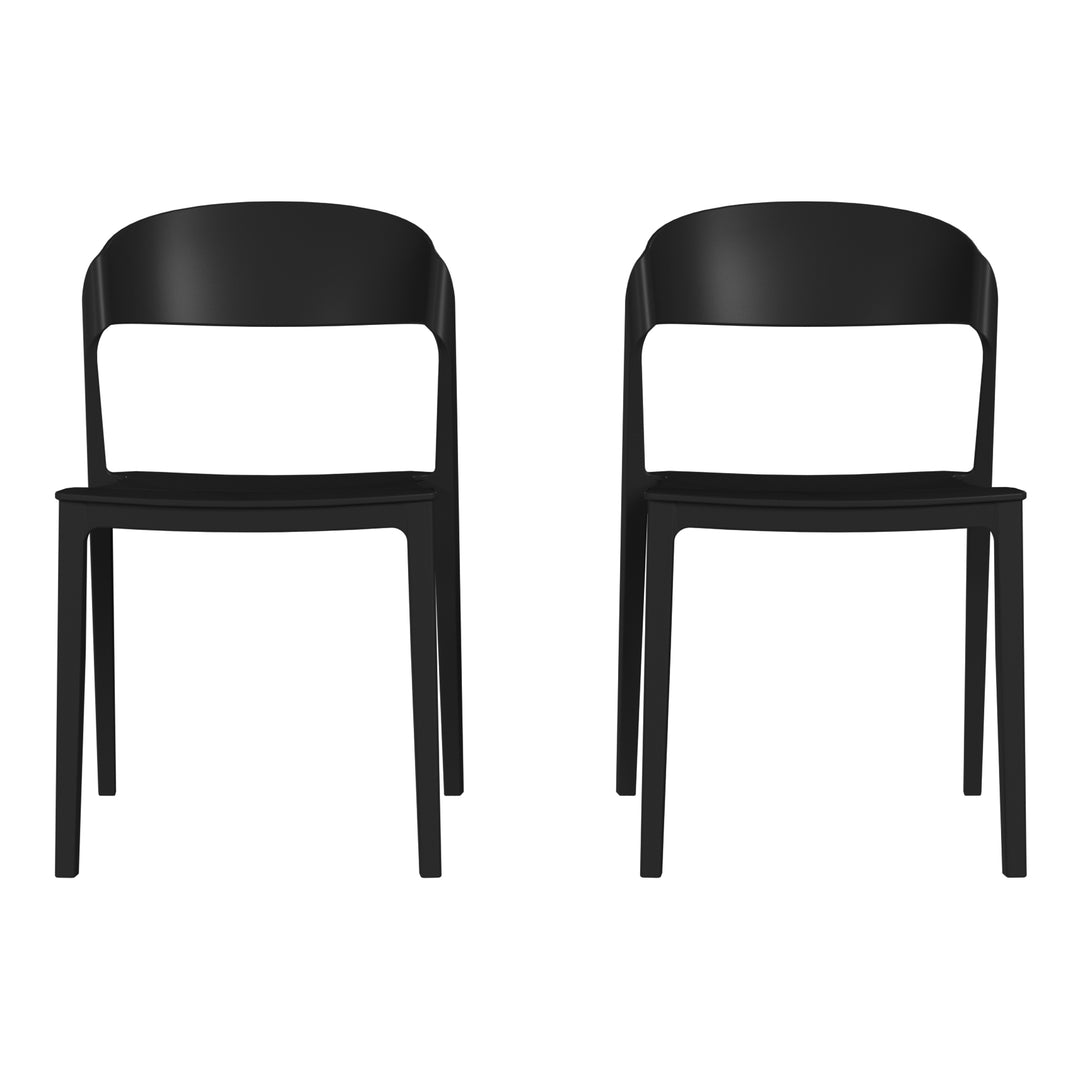 Playa Outdoor Modern Stackable Plastic Patio Bistro Dining Side Chairs (Set of 2)