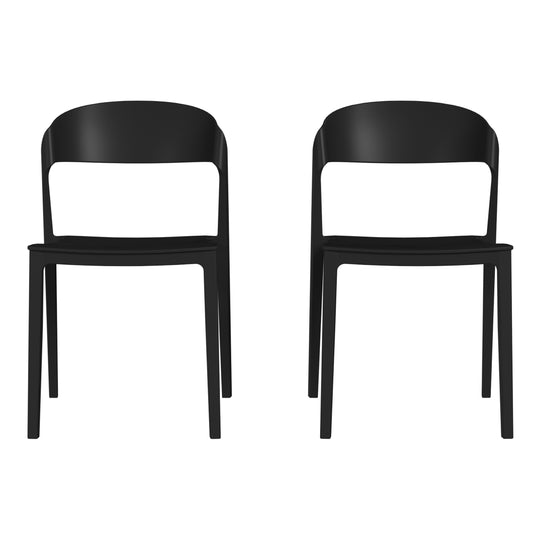 Playa Outdoor Modern Stackable Plastic Patio Bistro Dining Side Chairs (Set of 2)