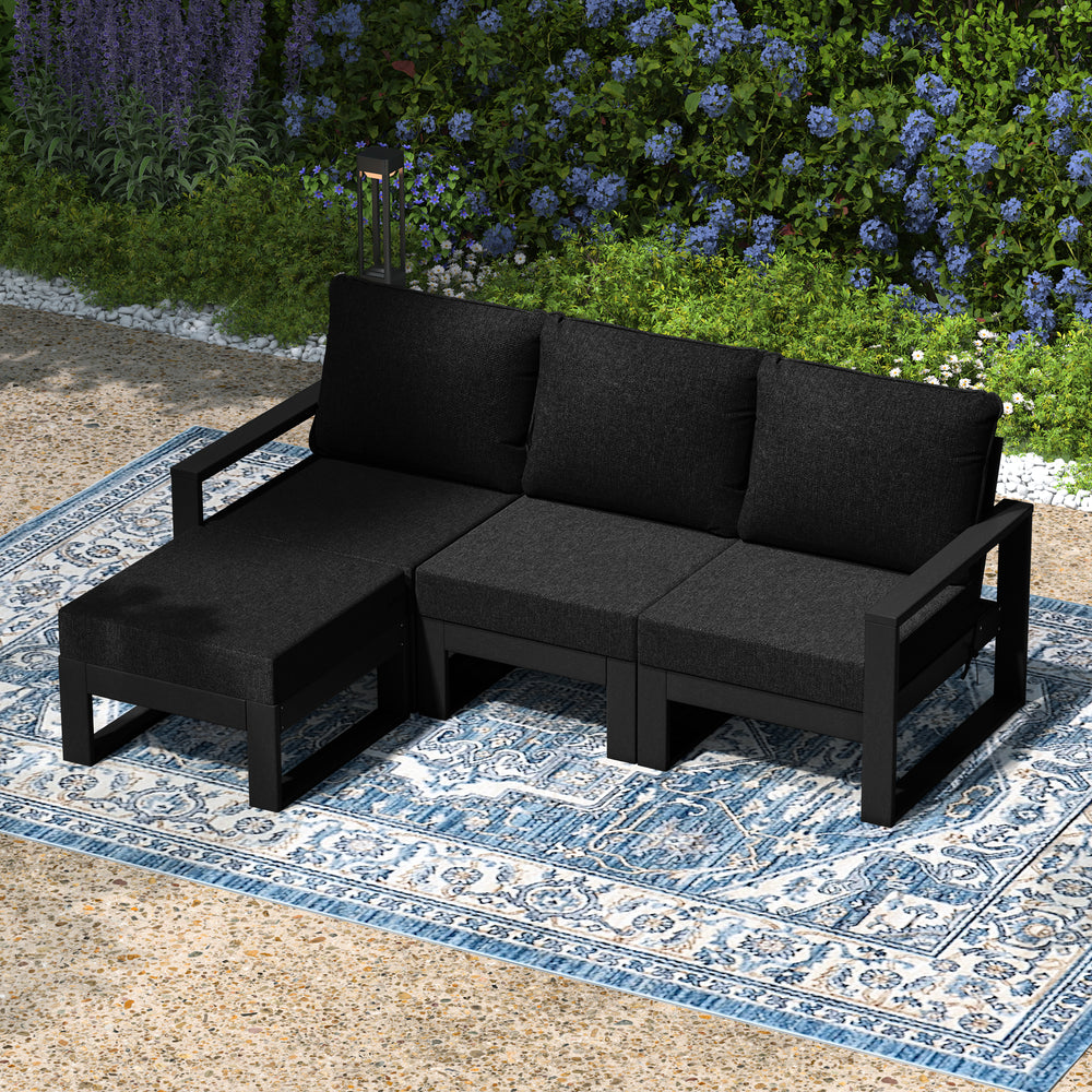 Montara 4-Piece Outdoor HDPE All-Weather Modern Deep Seating Patio Sofa Sectional Set with Waterproof Cushions