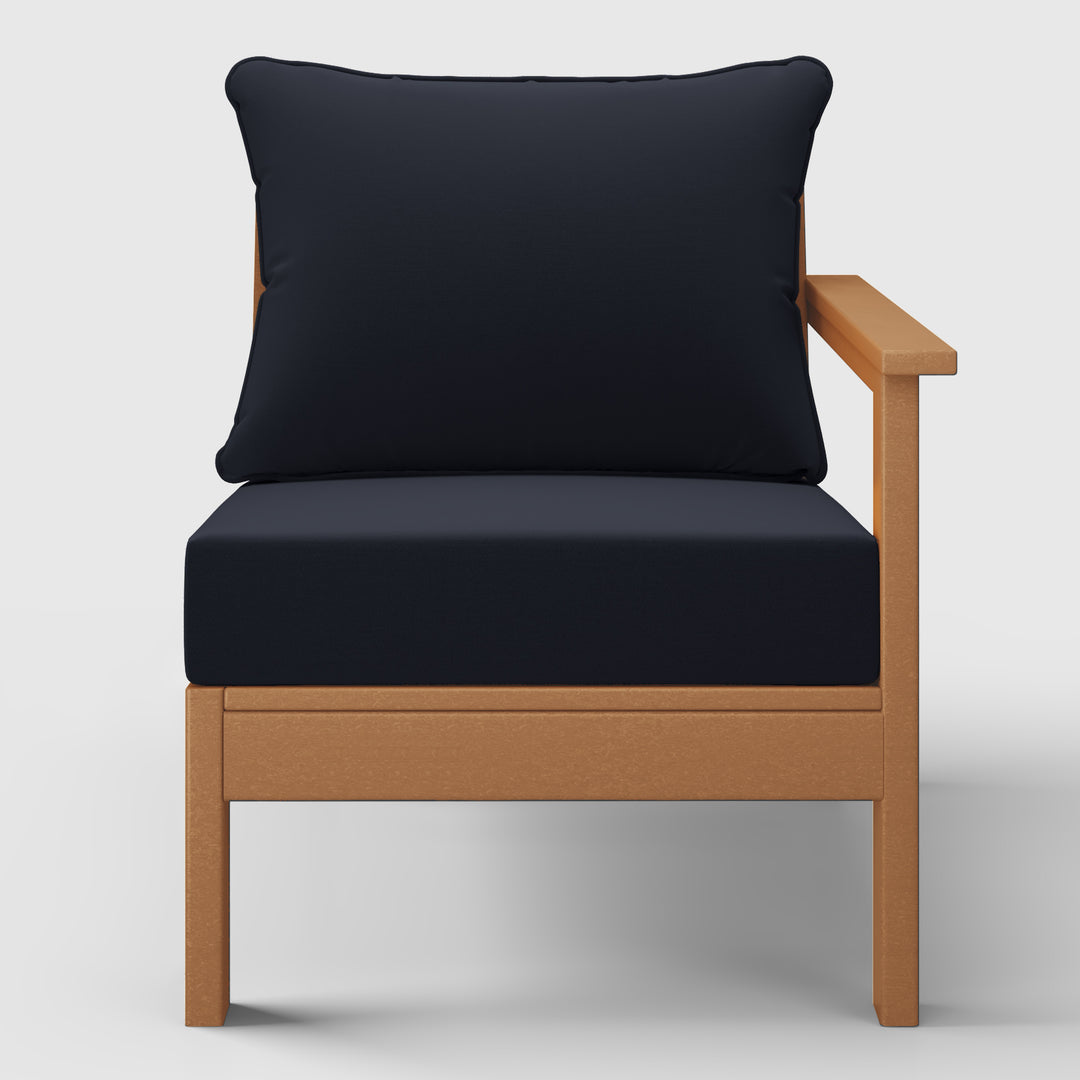 Avalon Outdoor Patio HDPE Right Arm Sectional Corner Club Chair with Patio Cushions