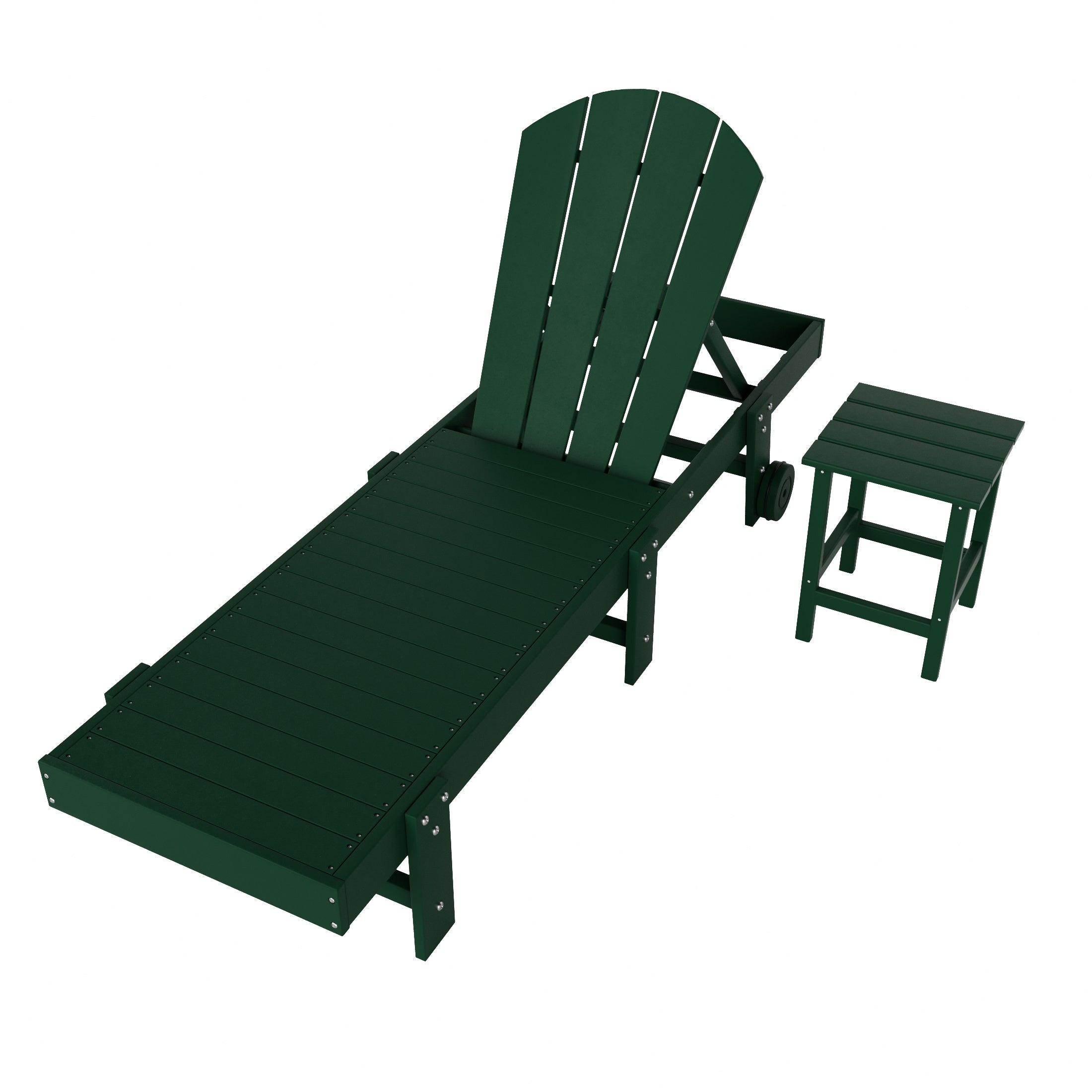 Malibu 2 Piece Adirondack Poly Reclining Chaise Lounge With Wheels