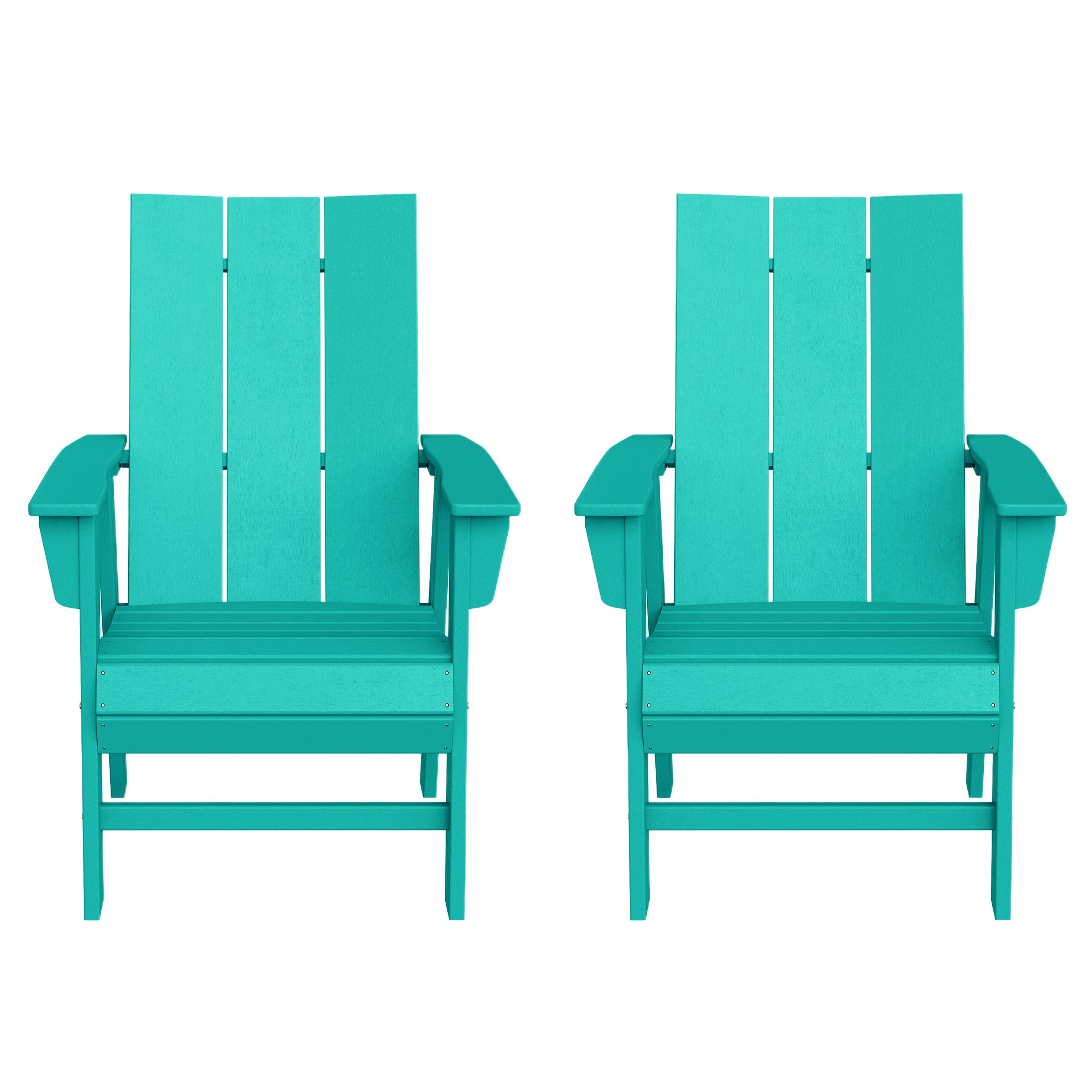 Ashore Outdoor Patio HDPE Plastic Modern Adirondack Dining Chairs (Set of 2)