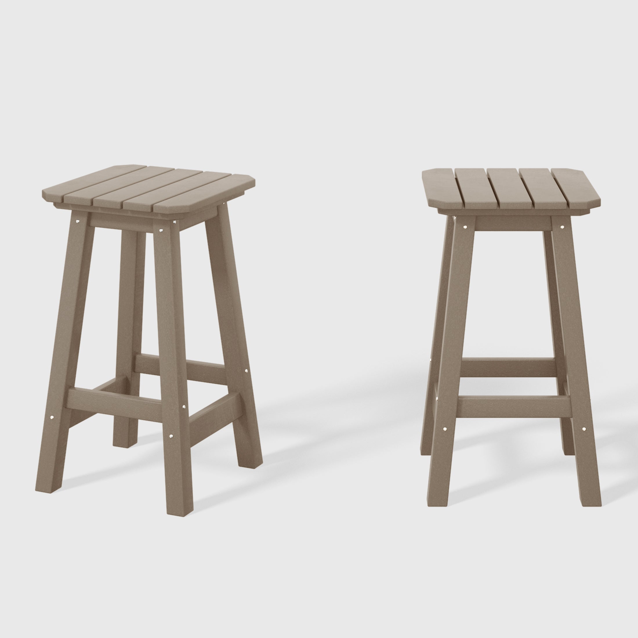Malibu 24" HDPE Outdoor Patio Counter High Backless Square Bar Stools Set of 2